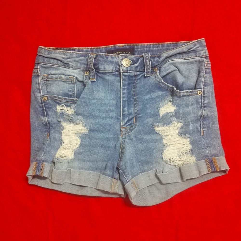 Aeropostale High Waist Midi Jean Shorts Size 8